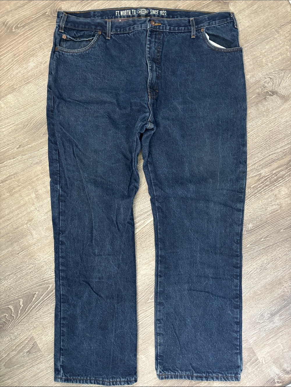 Dickies Men's Classic Dark Blue Relaxed Flannel Plaid Jeans Lined 42x32 Outdoor